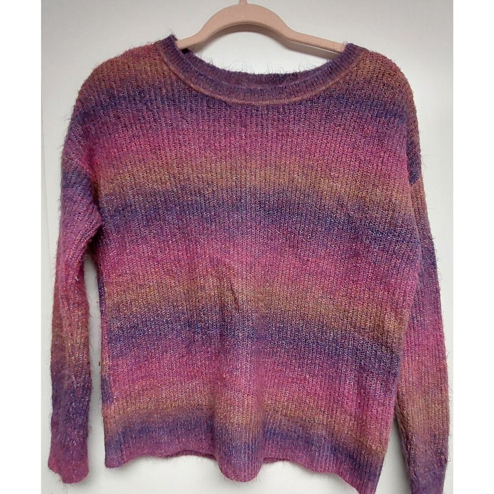 Maurices Multi Color Spacedye Crew Neck Fuzzy Sweater Size XS